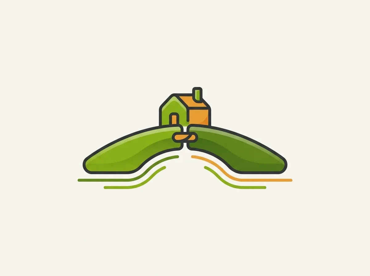 Anschlussfinanzierung: flache Illustration einer verbindenden Brücke mit Haus – Kreditriese Glossar