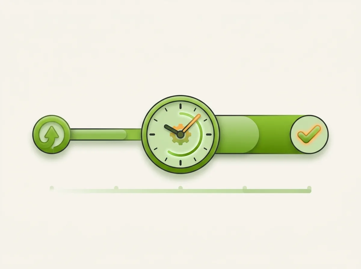Kreditlaufzeit: flache Illustration eines Zeitstrahls mit Uhr zur Laufzeit – Kreditriese Glossar